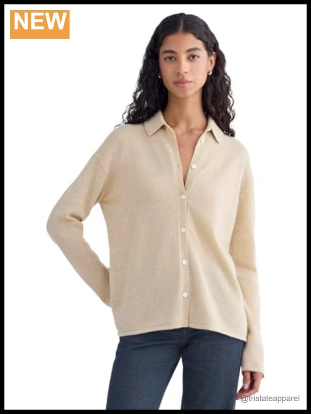Cashmere Button-Up Shirt Oversized Long Sleeve